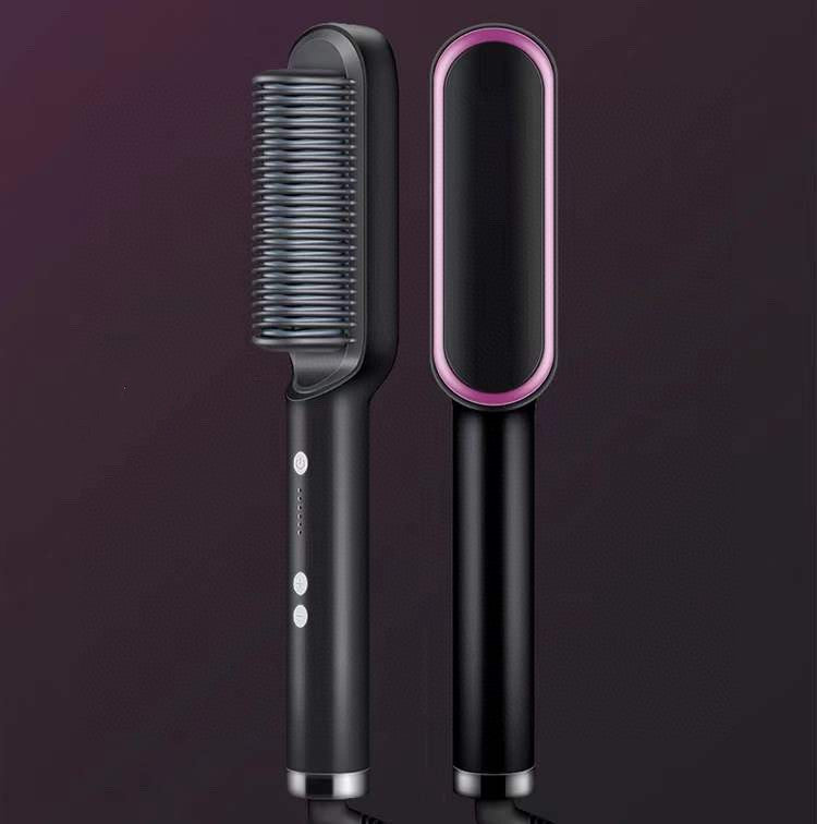 Nueva plancha de pelo 2 en 1: peine caliente, rizador de doble propósito, cepillo eléctrico para el pelo.
