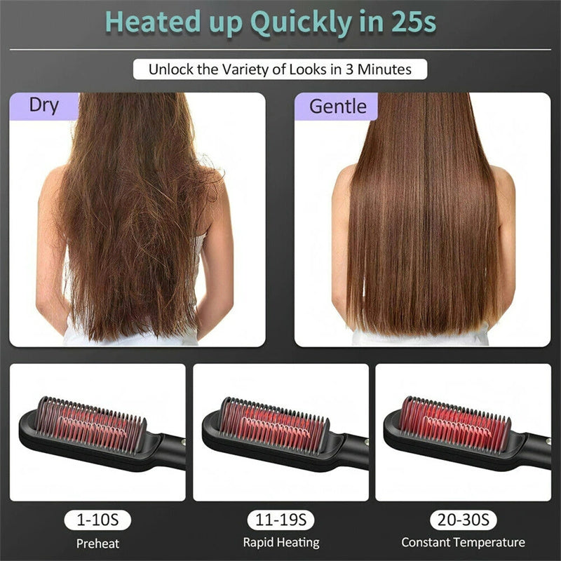 Nueva plancha de pelo 2 en 1: peine caliente, rizador de doble propósito, cepillo eléctrico para el pelo.