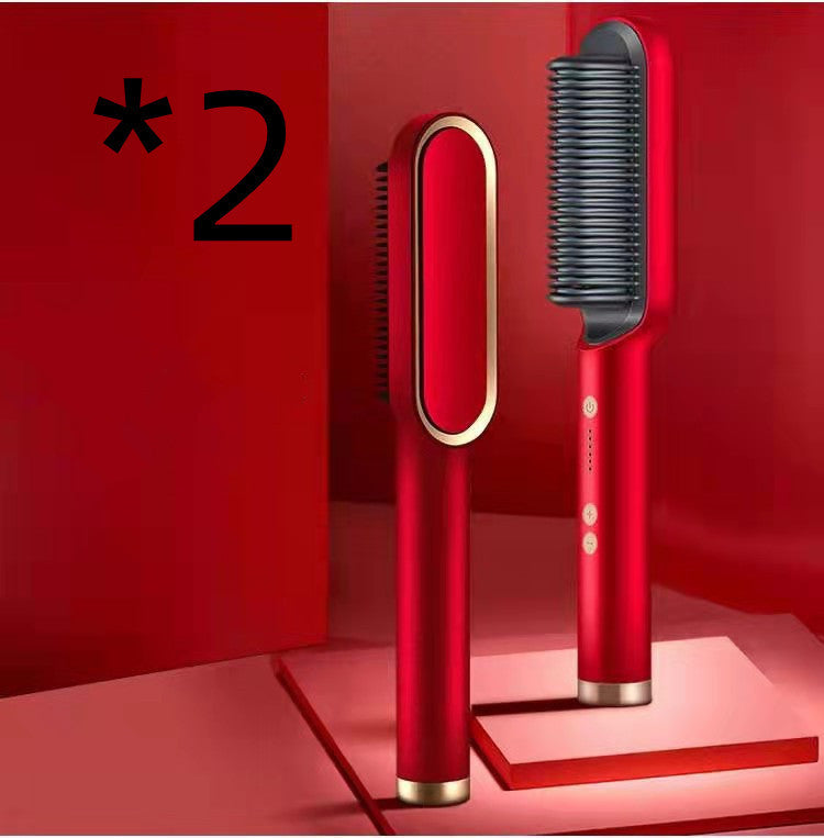 Nueva plancha de pelo 2 en 1: peine caliente, rizador de doble propósito, cepillo eléctrico para el pelo.