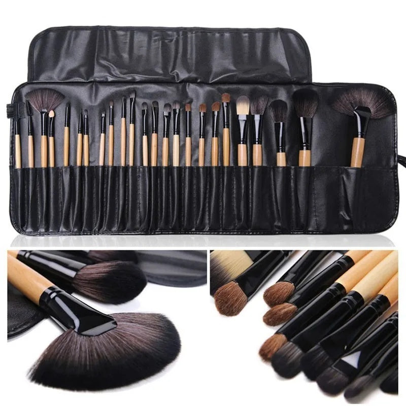 Ensemble professionnel de pinceaux 24 pinceaux cosmétiques : sourcils, poudre, fond de teint, fards