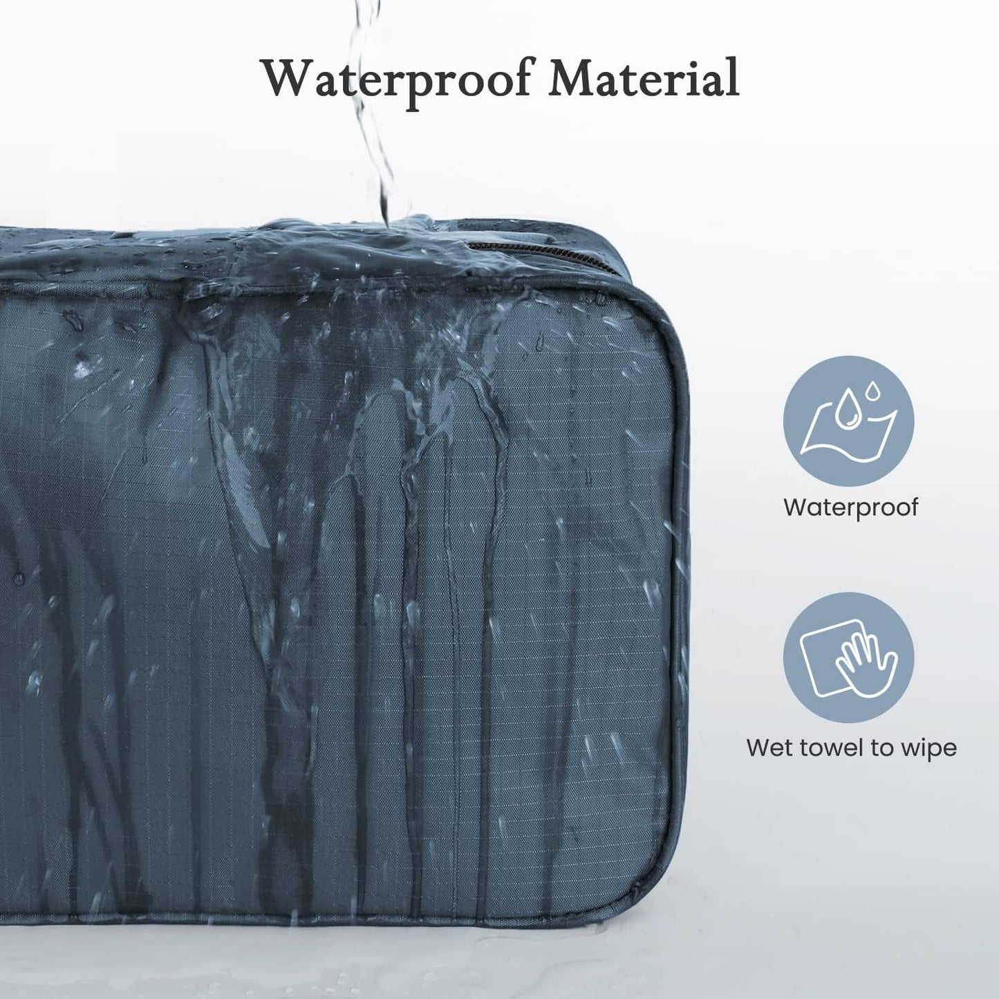 Trousse De Toilette,Pliable Grande Trousse De Toilette Voyage Pour Homme Et Femmes, Sac De Voyage Imperméable Et Suspendu Avec 4 Compartiments, Bleu Marine