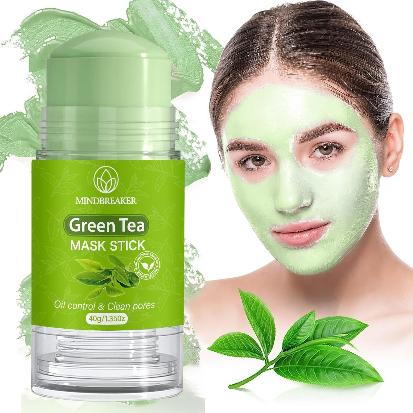 Masque Au Thé Vert Pour Le Visage, Masque Nettoyant En Profondeur Pour Le Visage Masque Soin De La Peau Démaquillant Purifiant Huile De Contrôle (Green Tea Mask Stick-2 Pack)